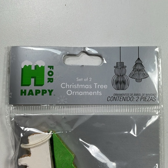 NWT Set of 2 green Christmas tree, white snowman paper fold-away ornaments - Picture 5 of 7